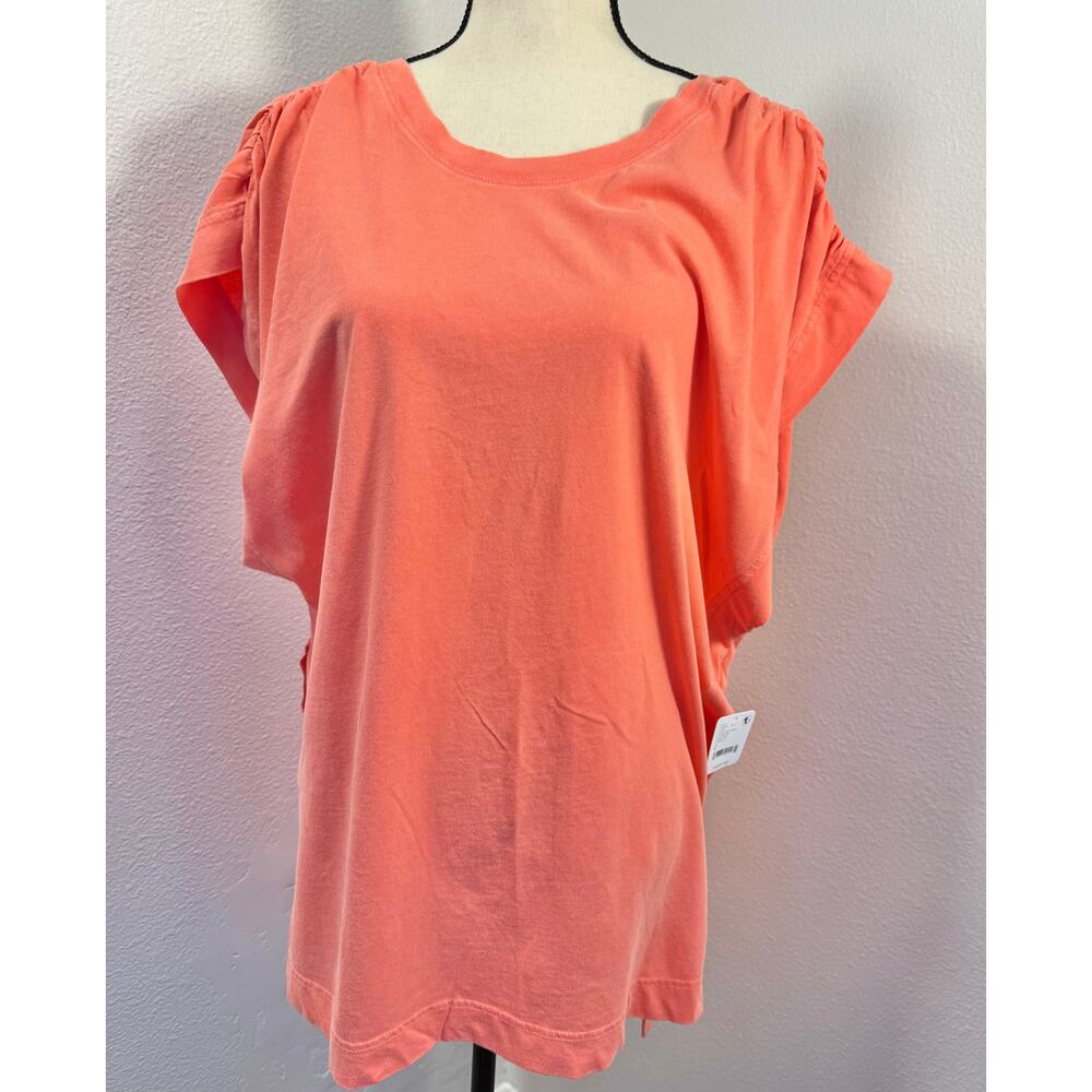 Free People Movement Arabesque Tee Long Peach Orange Tunic Tshirt Top S